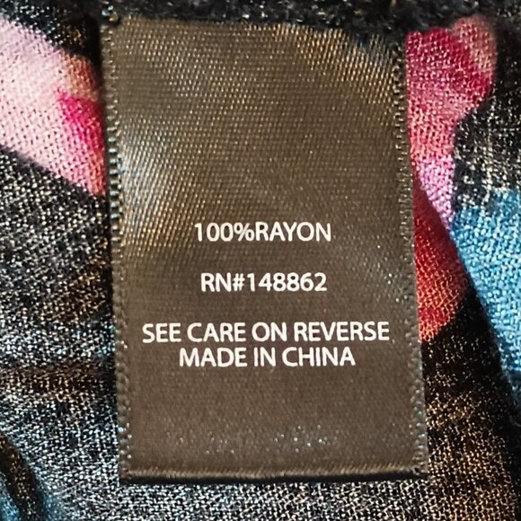 Torrid Floral Gauze Babydoll Top 2 Short Sleeve Keyhole Front Black Pink Tunic - Picture 6 of 7